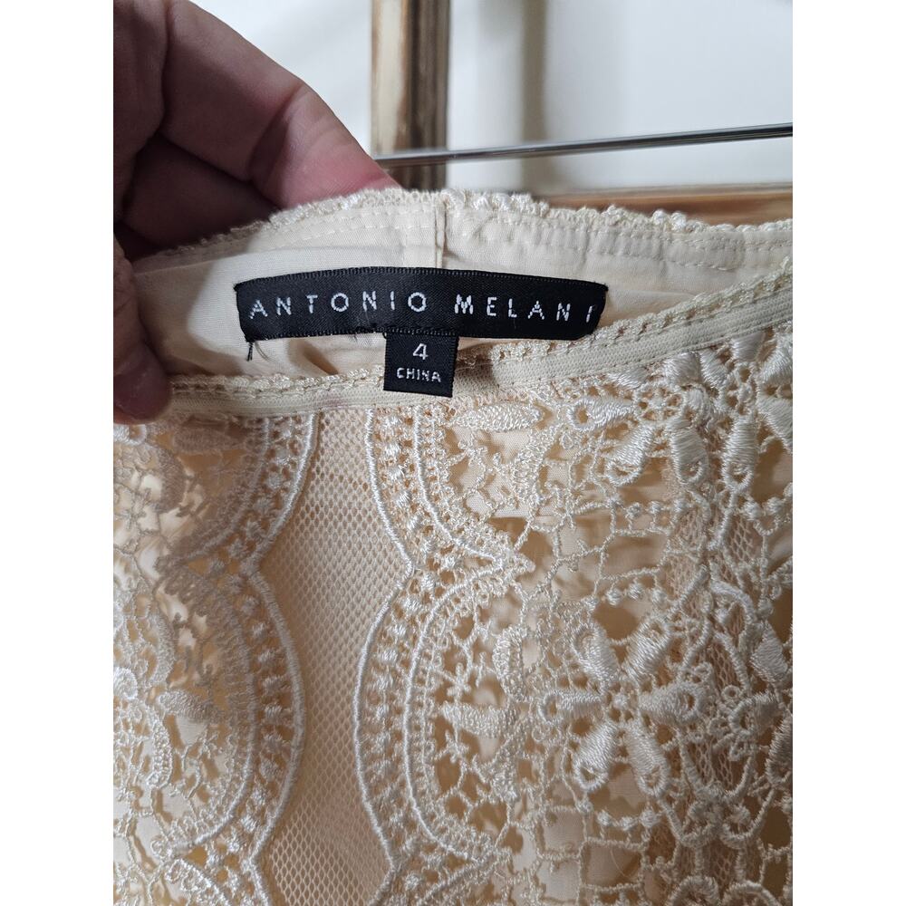 Antonio Melani Women's Ivory Lined A-line Lace Skirt Size 4 - Picture 7 of 10